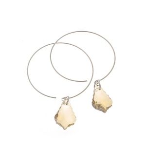 Silver hoop earrings, crystal earrings